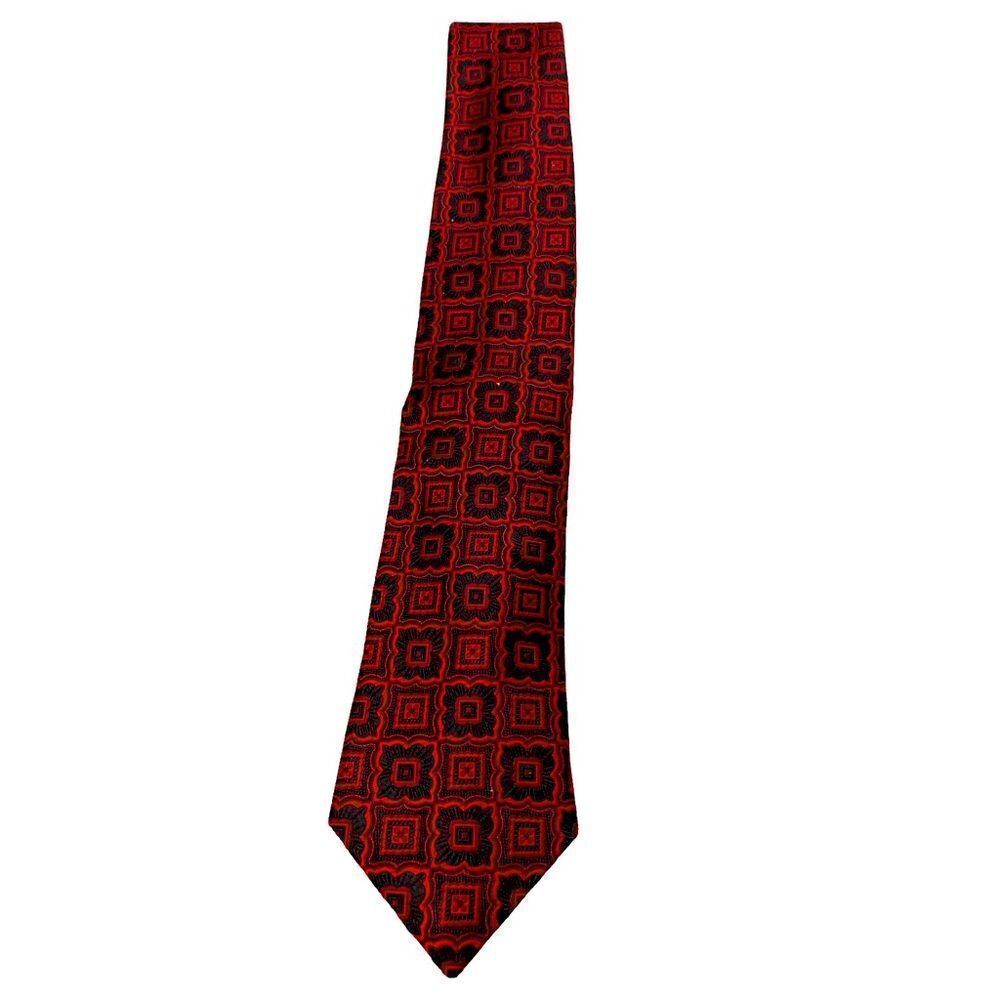 Burma Bibas Mens Wearhouse Red Black 100 Silk Length 29 Inches Brand New